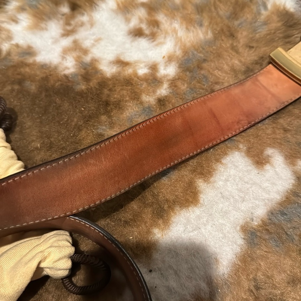 Louis Vuitton Brown Monogram Belt with Gold Logo Buckle - Picture 3 of 6